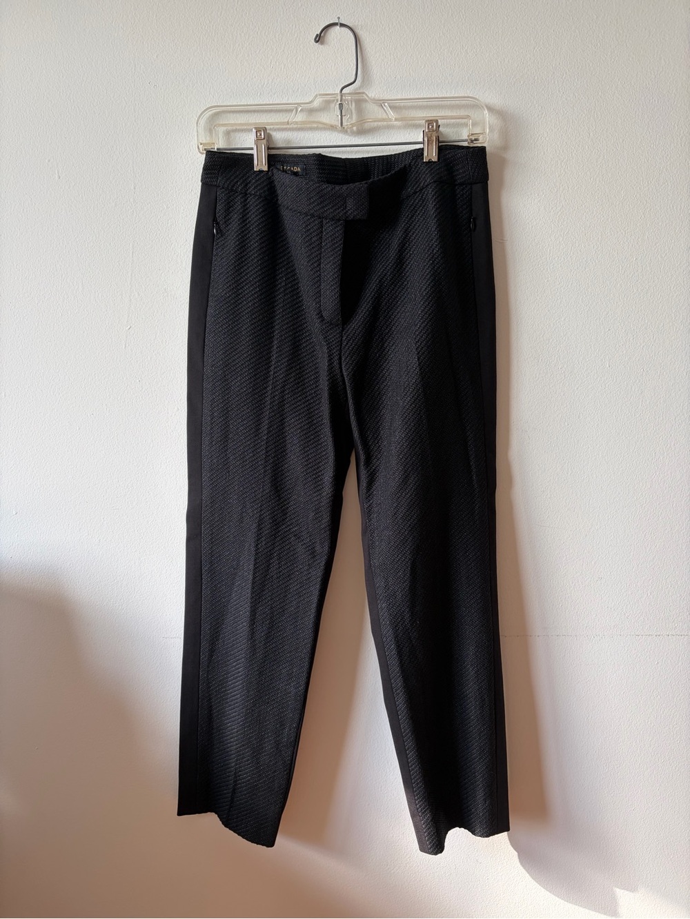 ESCADA Black Tweed Front Stretch Knit Back Trousers Pants EU 34 US 2 Tnatchi